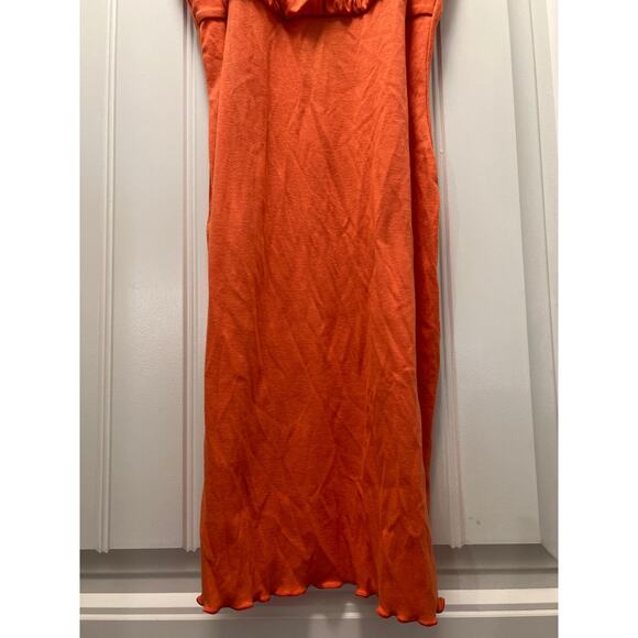 NWT Wild‎ Fable Women’s Sleeveless Lettuce Hem Bodycon Mini Dress Size M Orange - Picture 4 of 8